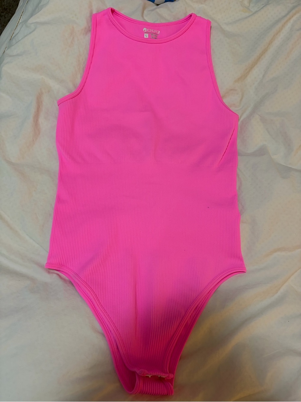 Neon Pink Ribbed One-Piece- sleeveless
